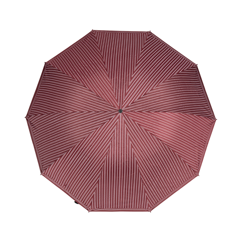 经典条纹三折遮阳雨伞