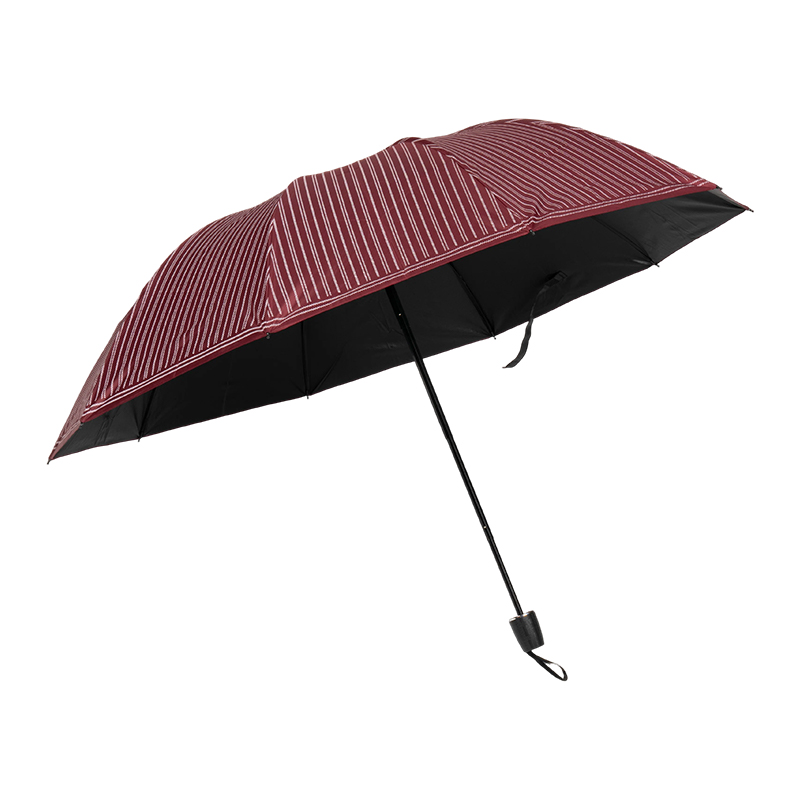经典条纹三折遮阳雨伞