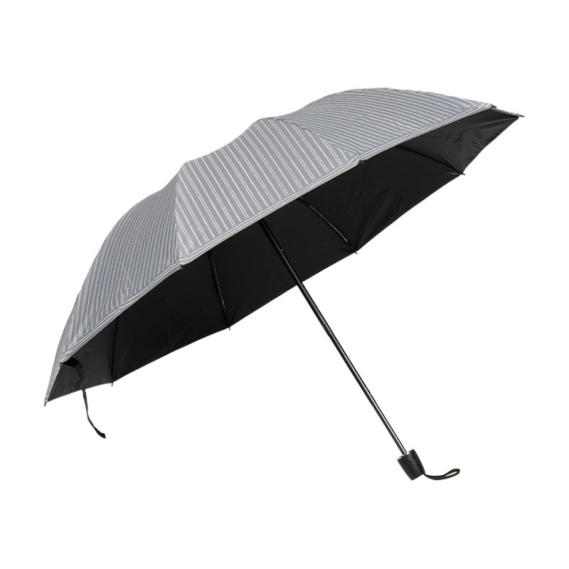 经典条纹三折遮阳雨伞