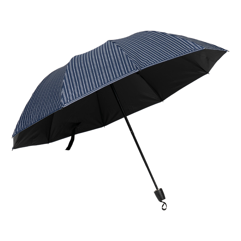 经典条纹三折遮阳雨伞